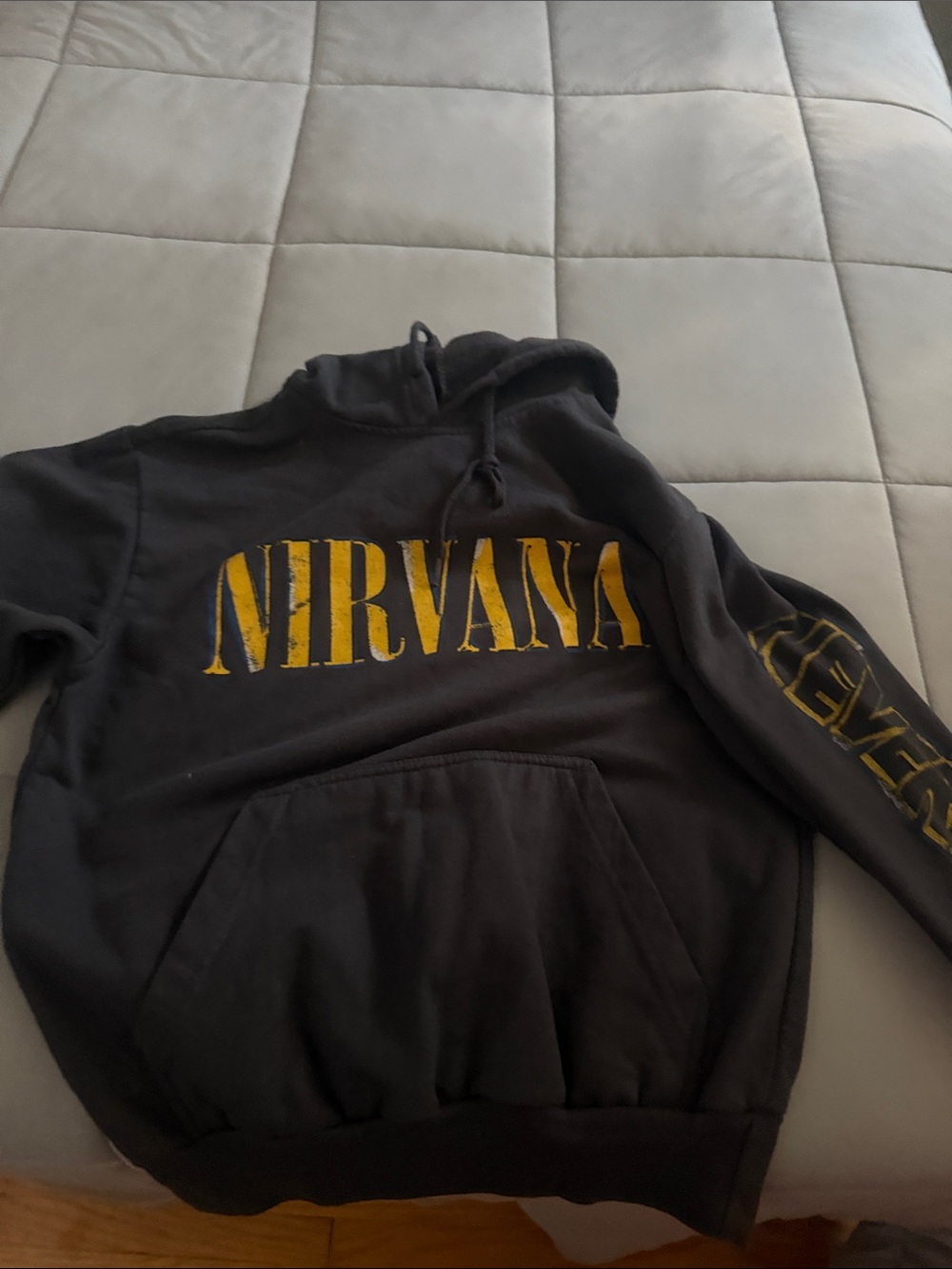 NIRVANA Black Hoodie with Yellow Logo Print